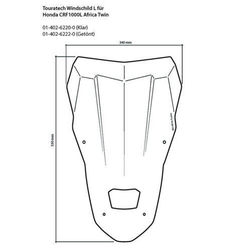 01-402-6220-0 Windscreen, L, transparent, for Honda CRF1000L Africa Twin/ CRF1000L Adventure Sports