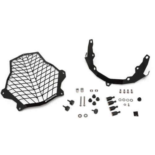 01-371-5095-0 Stainless steel black headlight protector with quick release fasteners, black bracket, for KTM 1050 Adventure/ 1090 Adventure/ 1190 Adventure/ 1190 Adventure R/ 1290 Super Adventure *OFFROAD USE ONLY*