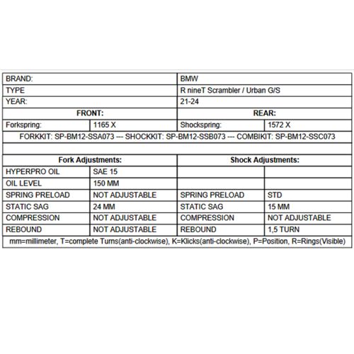 01-042-5852-0 Progressive replacement springs for fork and shock absorber for BMW RnineT Scrambler / Urban G/S (2021-)
