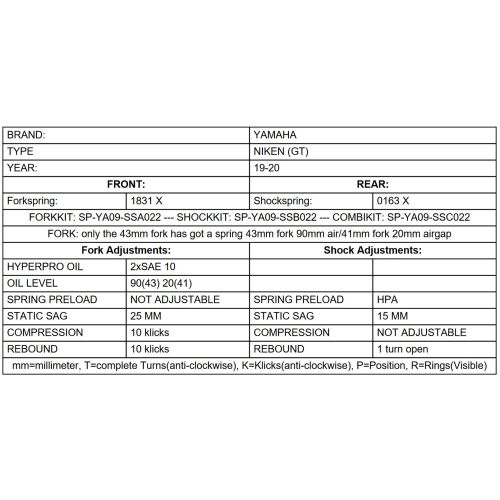 01-058-2606-0 Touratech Suspension progressive replacement springs for Yamaha NIKEN (GT) 2019 - 2020