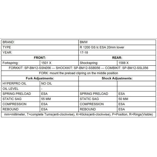 01-045-7445-0 Replacement springs Height lowering kit -20mm, for BMW R1200GS (LC) (2017-2018)