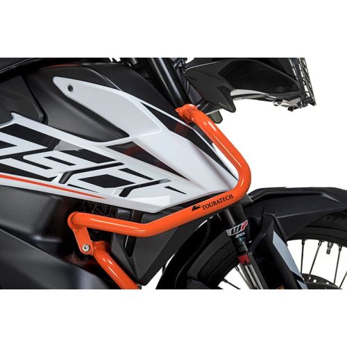 01-372-5162-0 Stainless steel fairing crash bar, orange for KTM 890 Adventure (-2022)/ 890 Adventure R (-2022)/ 790 Adventure/790 Adventure R (-2022)