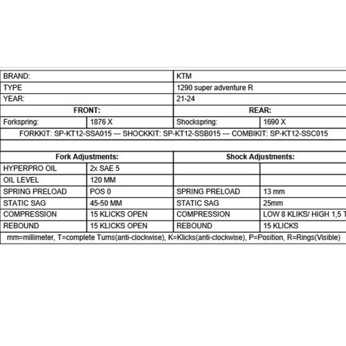 01-371-5877-0 Progressive replacement springs front and rear for KTM 1290 Super Adventure R (2021-2024)