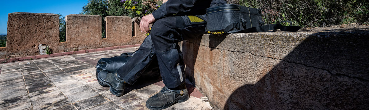 Textile motorcycle trousers from Touratech provide the perfect riding gear for motorcycle trips on and offroad. 